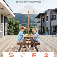 НЕМСКИ Дървен Градински Комплект – Пикник Маса с Пейки + ЛЕД ФЕНЕР