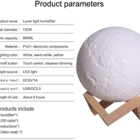 НЕМСКИ Овлажнител за въздух и светеща нощна лампа ЛУНА 3D 2в1 + ЛЕД ФЕНЕР