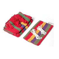 НЕМСКО Единичен хамак, Разноцветен памук, Тегло 120 кг, Размери: 190 x 85 см + ЛЕД ФЕНЕР