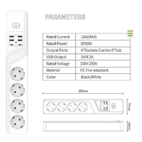НЕМСКИ Универсален разклонител с 3 гнезда, Power Socket BKL-19 , 4.2А, 4 USB порта и 2 Type-C портала, Смарт технология, 3000W + ЛЕД ФЕНЕР