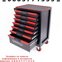 НЕМСКИ ШКАФ КОЛИЧКА ЗА ИНСТРУМЕНТИ със 7 ЧЕКМЕДЖЕТА STAHLMAYER – RED LINE + ЛЕД ФЕНЕР