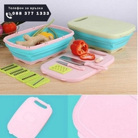 НЕМСКИ Многофункционална преносима купа-гевтир с дъска + ЛЕД ФЕНЕР