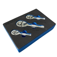 НЕМСКИ Мини Тресчотки Професионален Комплект 3 броя Тресчотка HAWEK Хром Ванадиева Стомана HW-2056 + ЛЕД ФЕНЕР