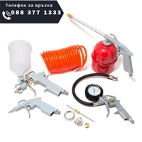 НЕМСКО ПРОМО ПАКЕТ Пневматични инструменти 5ч + Компресор за въздух 25 литра . + ЛЕД ФЕНЕР