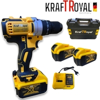 НЕМСКИ Безчетков Ударен Винтоверт 36V 8,0AH Акумулаторна Бормашина Безжична KRAFTROYAL + ЛЕД ФЕНЕР