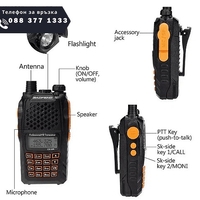 НЕМСКА Двубандова Радиостанция Baofeng UV 6R, 128 канала + ЛЕД ФЕНЕР