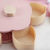 НЕМСКА Двуетажна моделираща и въртяща се кутия за ядки и бонбони, Пластмасова + ЛЕД ФЕНЕР