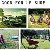 НЕМСКО Единичен хамак, Разноцветен памук, Тегло 120 кг, Размери: 190 x 85 см + ЛЕД ФЕНЕР