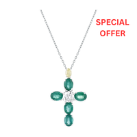 8.65 к Колие с бял, жълт диамант и смарагди