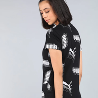 PUMA Printed Crew Neck Cotton Blend Black T-Shirt