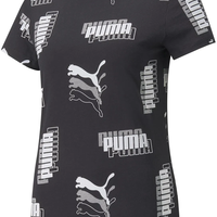 PUMA Printed Crew Neck Cotton Blend Black T-Shirt