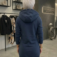 Тъмносин дълъг суичър с цип код 829