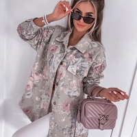 Дънково яке с флорален принт MAXI