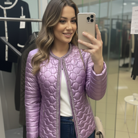 Пролетно яке с перли в металик лилаво