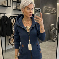 Тъмносин дълъг суичър с цип код 829