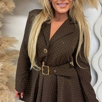 Елегантен гащеризон с камъни в кафяво