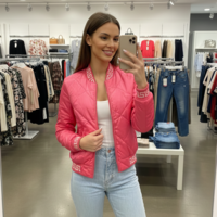 Дамско преходно бомбър яке в розово