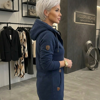 Тъмносин дълъг суичър с цип код 829