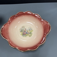 KLM Staffordshire кана и купа в розово със златен ръб