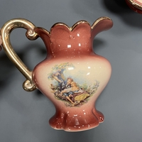 KLM Staffordshire кана и купа в розово със златен ръб