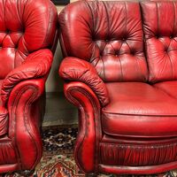 Честръфийлд диван тройка и 2 фотьойла