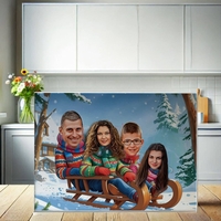 Стъклена дъска Карикатура Нова година Семейство 2
