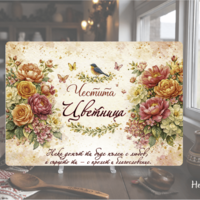 Стъклена дъска за рязане , 8ми март,Цветница - 80