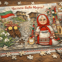 Картонен пъзел Баба Марта