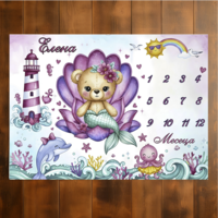 Бебешко одеяло Момиче месечинки морски 1