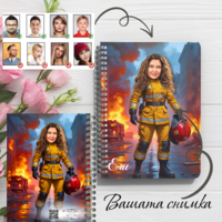 Тефтер ръчно правен персонализиран Пожарникарка