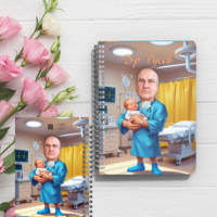 Тефтер ръчно правен персонализиран Лекар акушер гинеколог карикатура 1