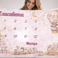 Персонализирано бебешко одеяло за месечни снимки – Момиче