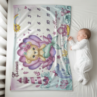 Бебешко одеяло Момиче месечинки морски 1