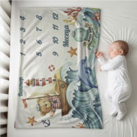 Бебешко одеяло Момче месечинки морски 2