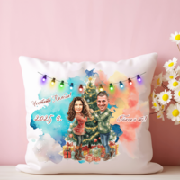 Персонализирана възглавничка Каркатура семейство Коледа 3