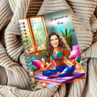 Тефтер ръчно правен персонализиран Пилатес инструктор карикатура