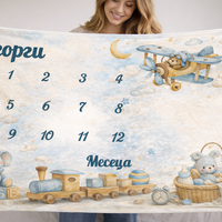 Персонализирано бебешко одеяло за месечни снимки – Момче