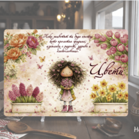 Стъклена дъска за рязане , 8ми март,Цветница - 81