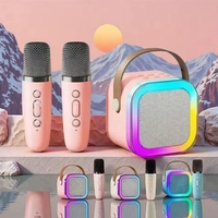 Мини караоке Bluethooth RGB тонколона с 2 микрофона