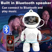 Robot Projector Light – мултифункционална детска нощна лампа, лазерен проектор на звездни галактики и Bluetooth тонколона, оформена като фигура на робот-астронавт.