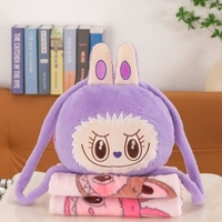 3в1 Плюшена играчка Labubu – одеяло, възглавница и раничка