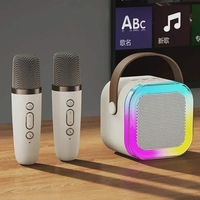 Мини караоке Bluethooth RGB тонколона с 2 микрофона