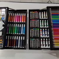 Голям детски комплект за рисуване -145 части в метален куфар с Еднорог, Розов