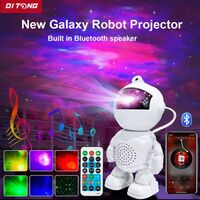 Robot Projector Light – мултифункционална детска нощна лампа, лазерен проектор на звездни галактики и Bluetooth тонколона, оформена като фигура на робот-астронавт.
