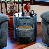 Смарт Шкаф SPHERE - безжично зареждане, Bluetooth стерео тонколона 20W, USB-A & USB-C, LED осветление (Цвят: Графитено сив с текстура)