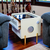 Смарт Шкаф VISION - безжично зареждане, Bluetooth стерео тонколона 20W, USB-A & USB-C, LED осветление (Цвят: Бял)