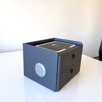 Смарт нощен шкаф с безжично зареждане, стерео тонколона, USB А & USB C порт и LED осветление - Правопъгален (Цвят: Тъмно Сив), Модел: 113