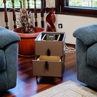 Смарт Шкаф MINI - безжично зареждане, Bluetooth стерео тонколона 20W, USB-A & USB-C, LED осветление (Кафяв)