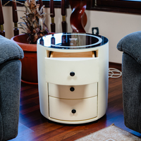 Смарт Шкаф SPHERE - безжично зареждане, Bluetooth стерео тонколона 20W, USB-A & USB-C, LED осветление (Цвят: Бял)