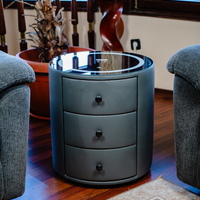 Смарт Шкаф SPHERE - безжично зареждане, Bluetooth стерео тонколона 20W, USB-A & USB-C, LED осветление (Цвят: Тъмно Сив)